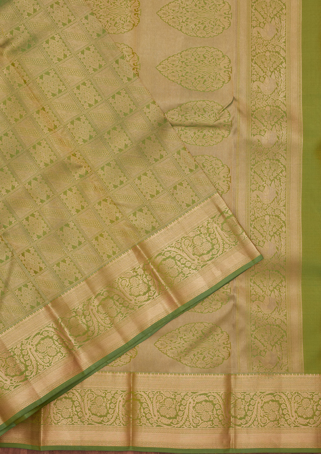 Pista Green Zariwork (Gold) Silk Saree