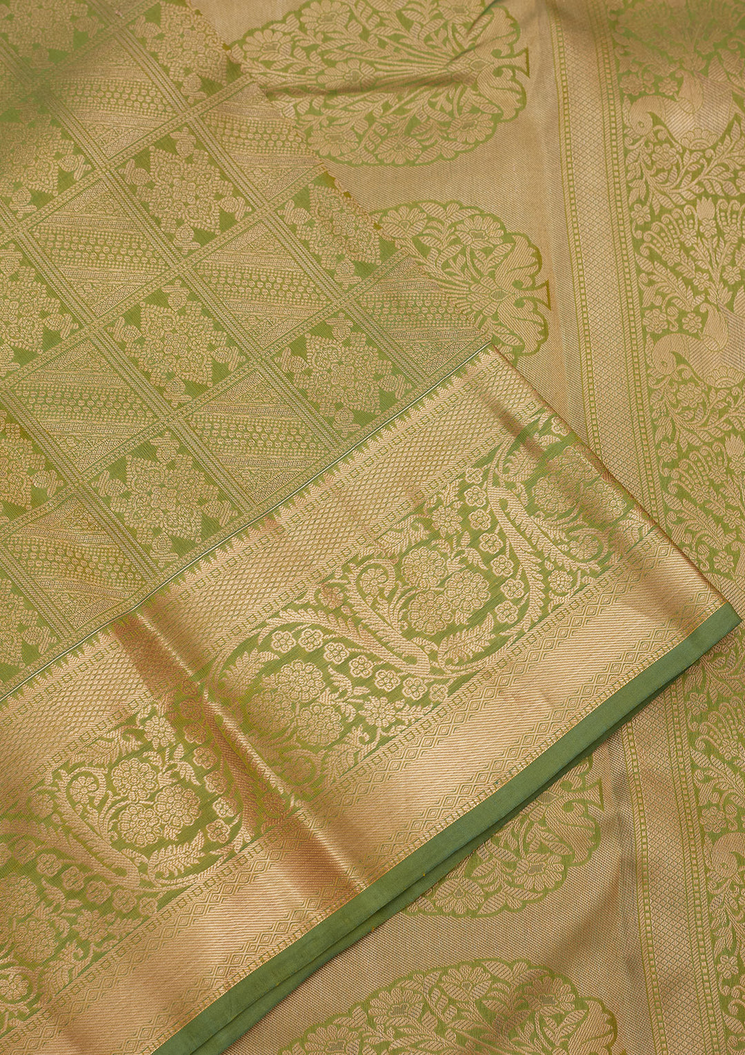 Pista Green Zariwork (Gold) Silk Saree