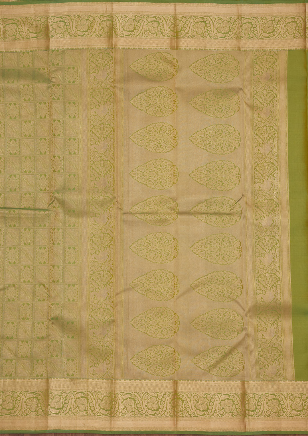 Pista Green Zariwork (Gold) Silk Saree