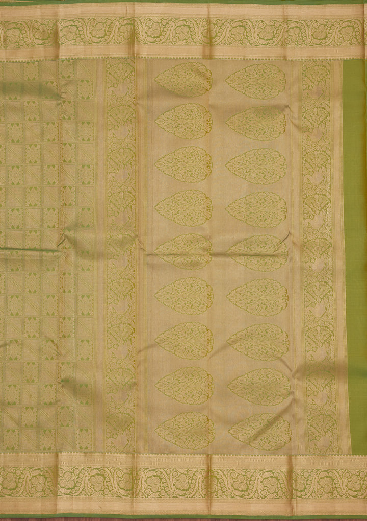 Pista Green Zariwork (Gold) Silk Saree
