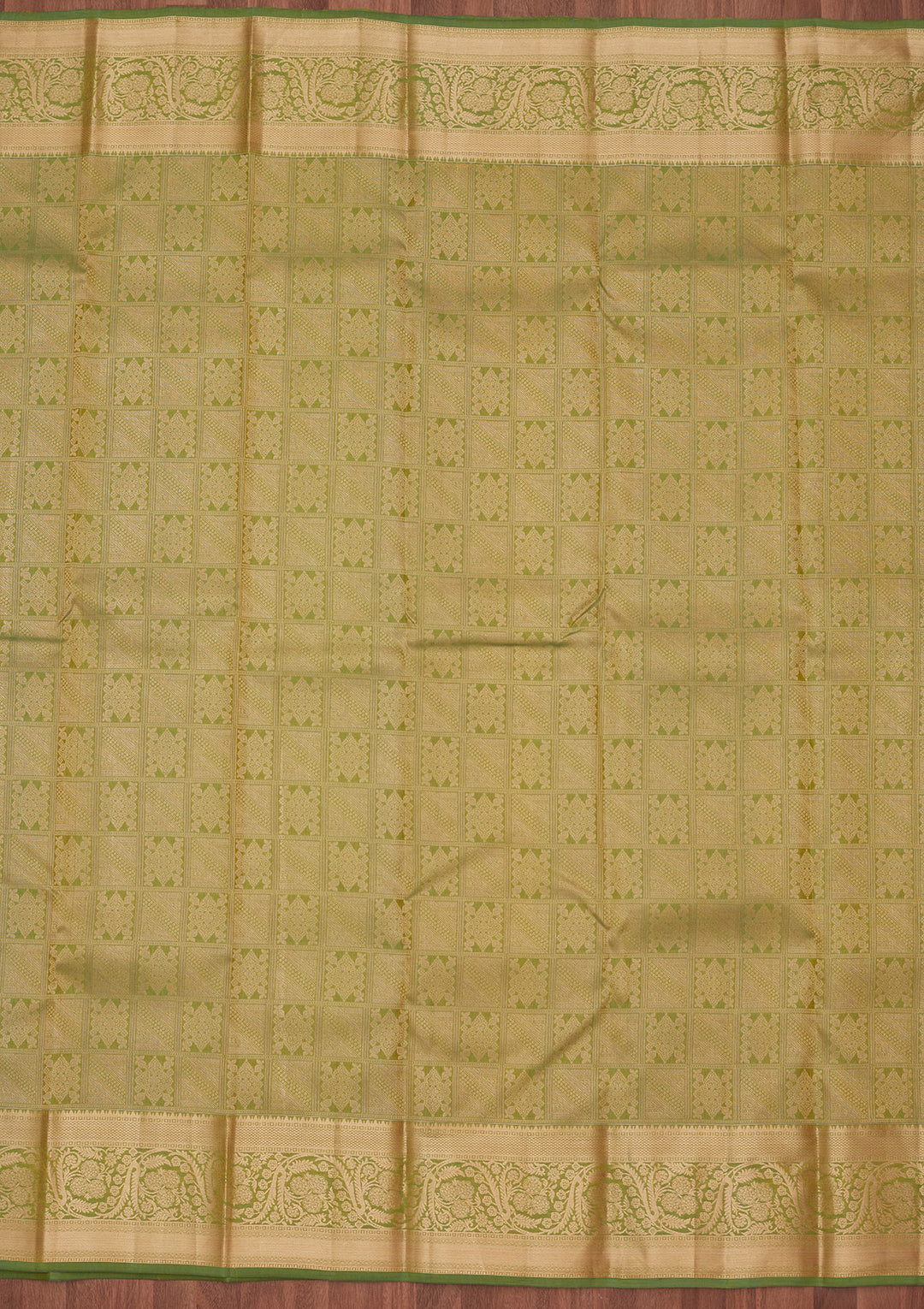 Pista Green Zariwork (Gold) Silk Saree