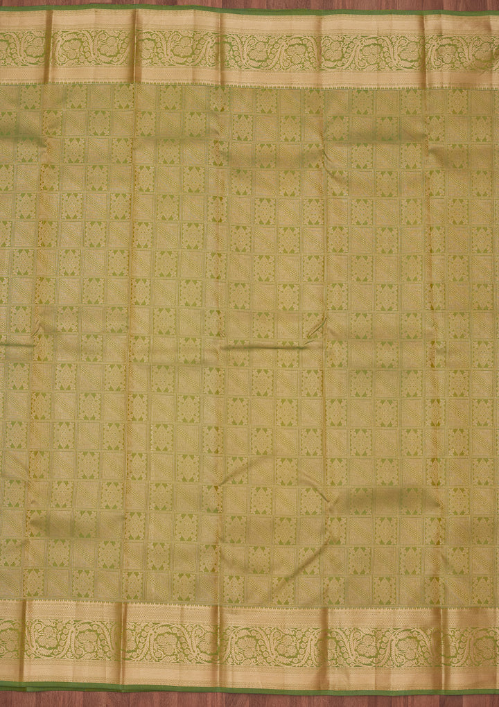 Pista Green Zariwork (Gold) Silk Saree