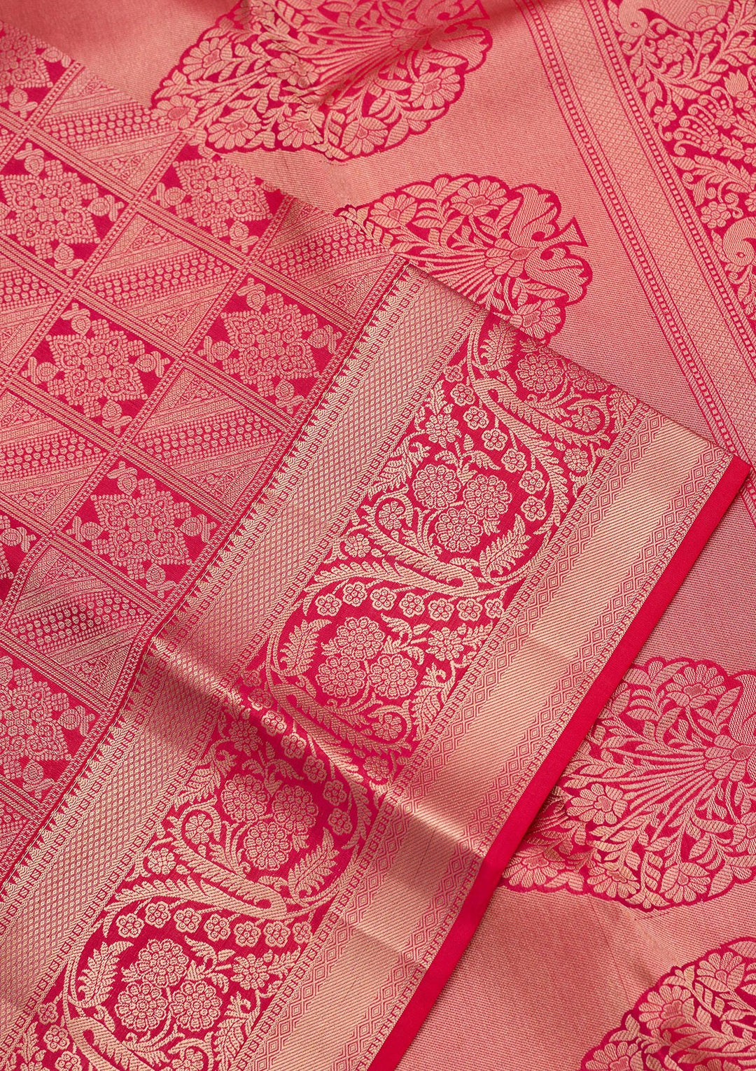 Rani Pink Zariwork Silk Saree