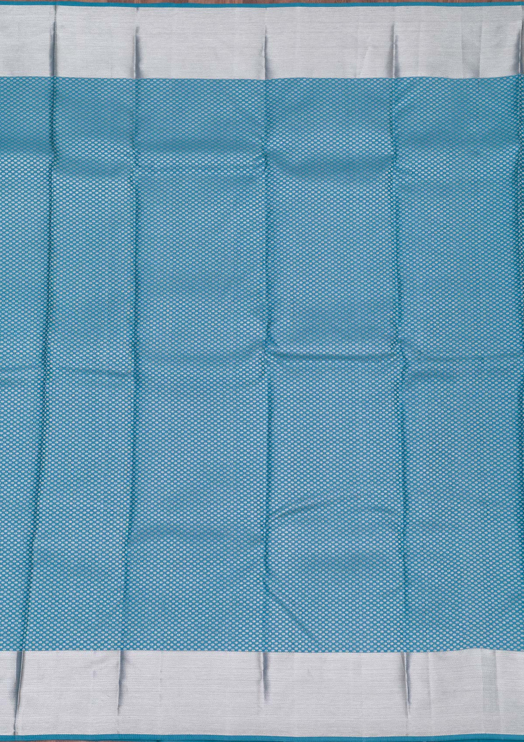 Turquoise Blue Silk Jaal Silver Zariwork Saree With Matching Blouse Piece