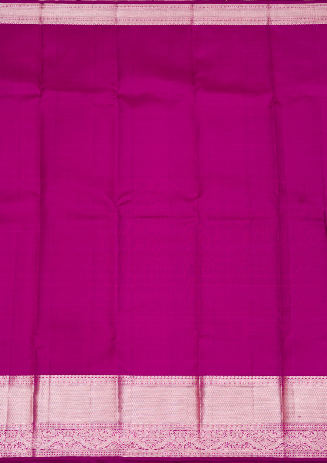Rani Pink Silk Jaal Silver Zariwork Saree With Matching Blouse Piece