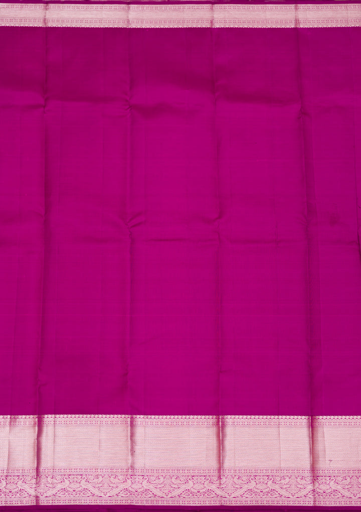 Rani Pink Silk Jaal Silver Zariwork Saree With Matching Blouse Piece