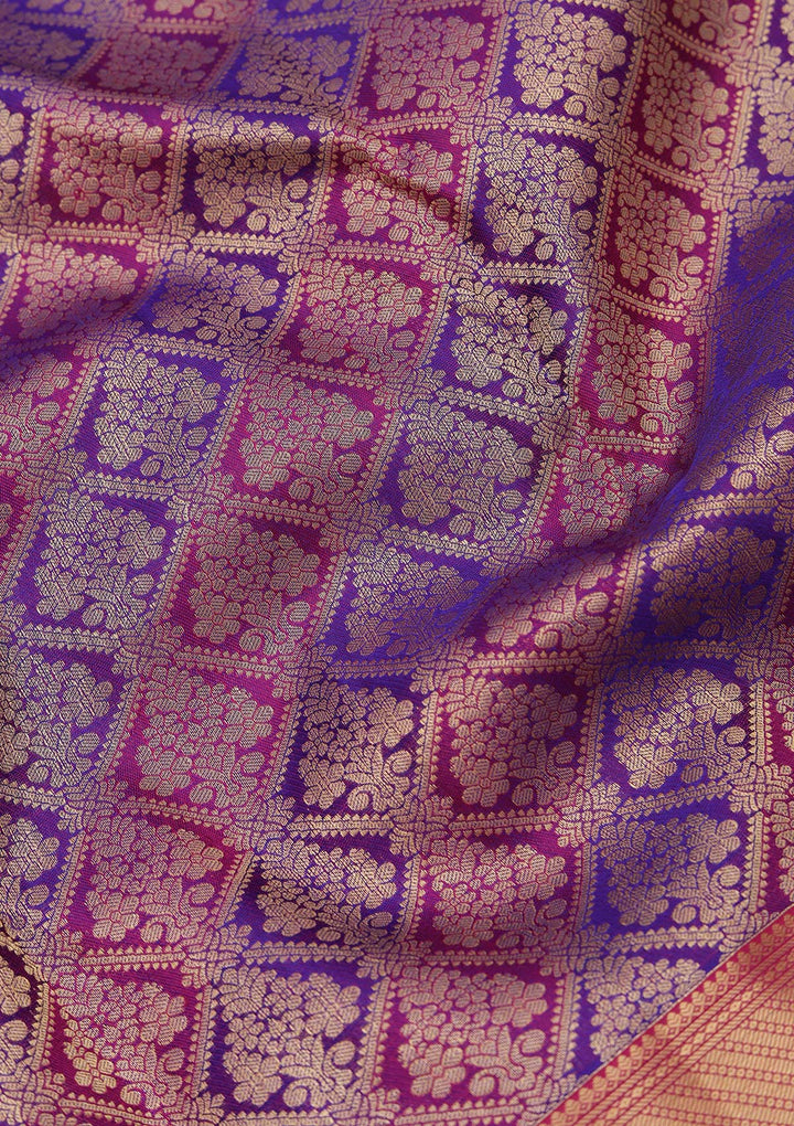 Multi Silk Jaal Saree With Matching Blouse Piece