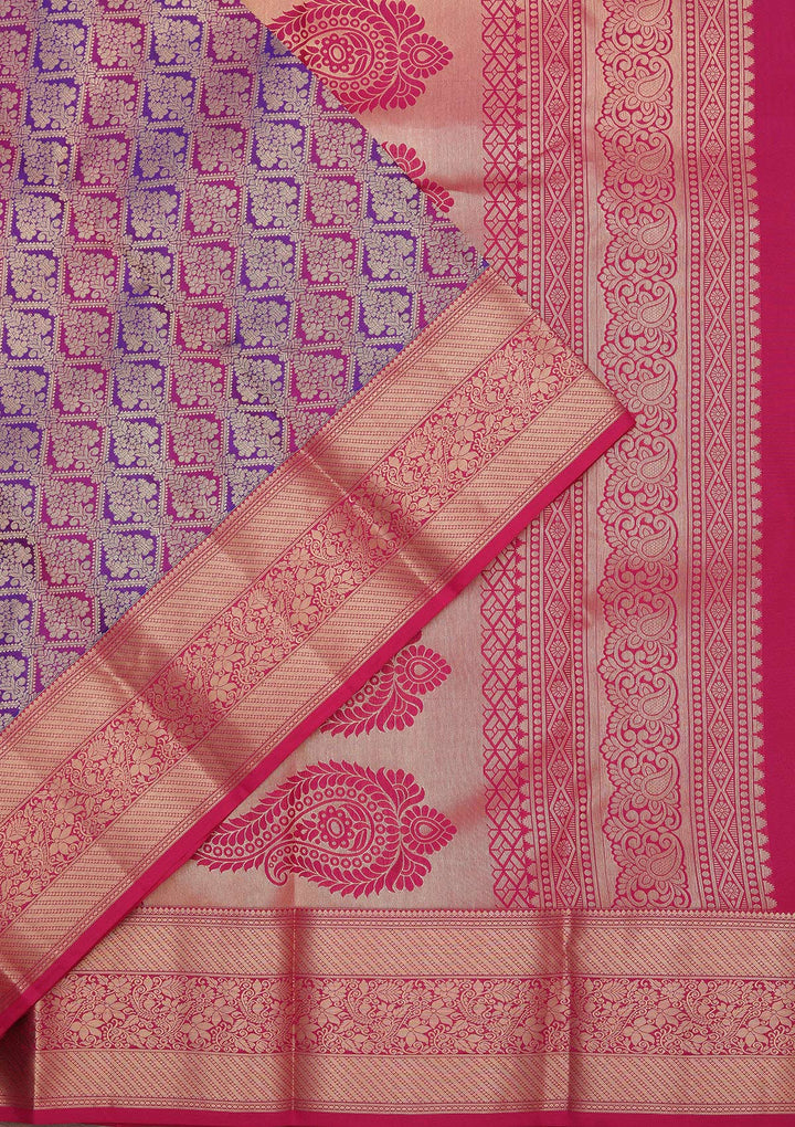 Multi Silk Jaal Saree With Matching Blouse Piece