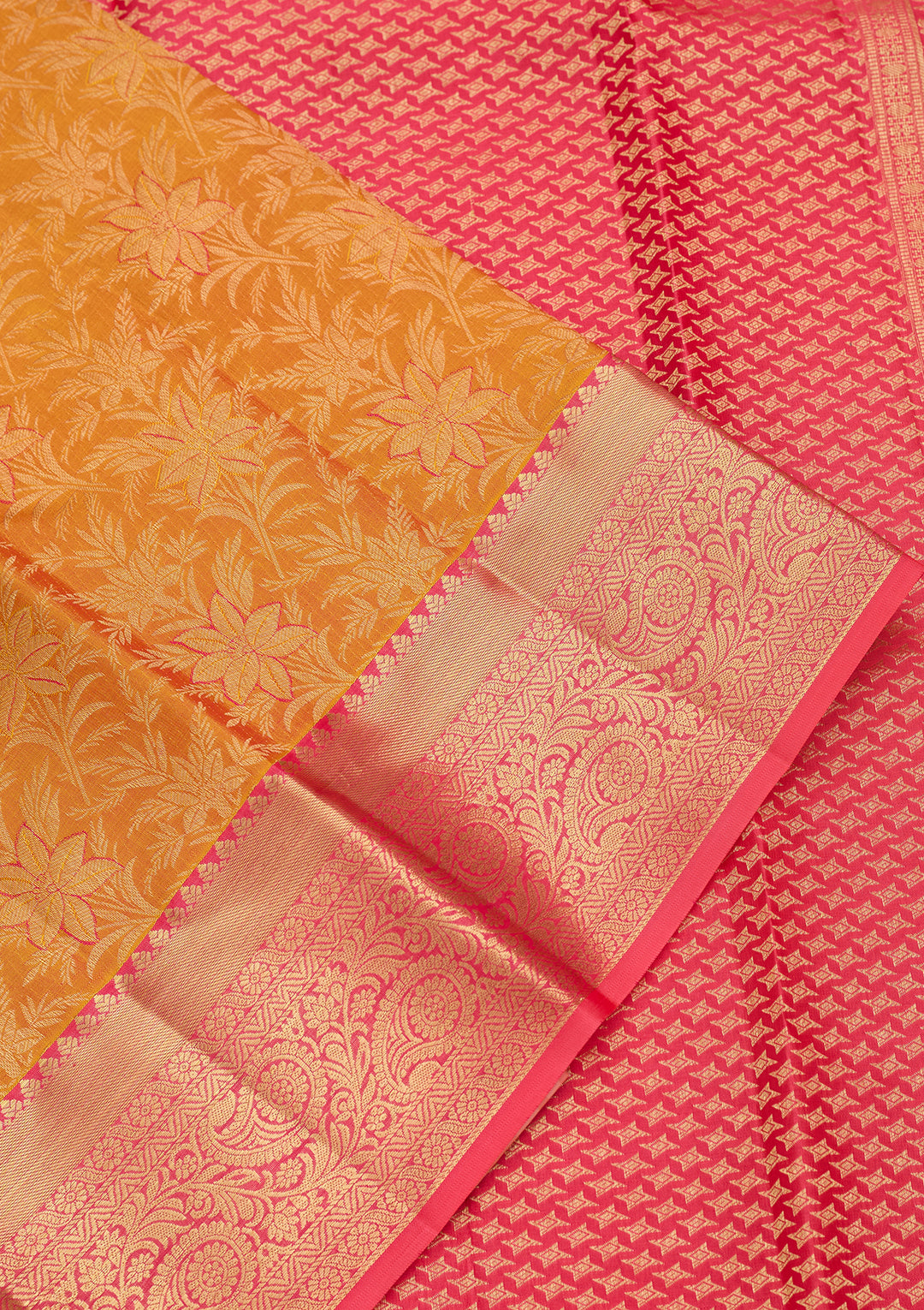 Mustard Silk Jaal Gold Zariwork Saree With Matching Blouse Piece