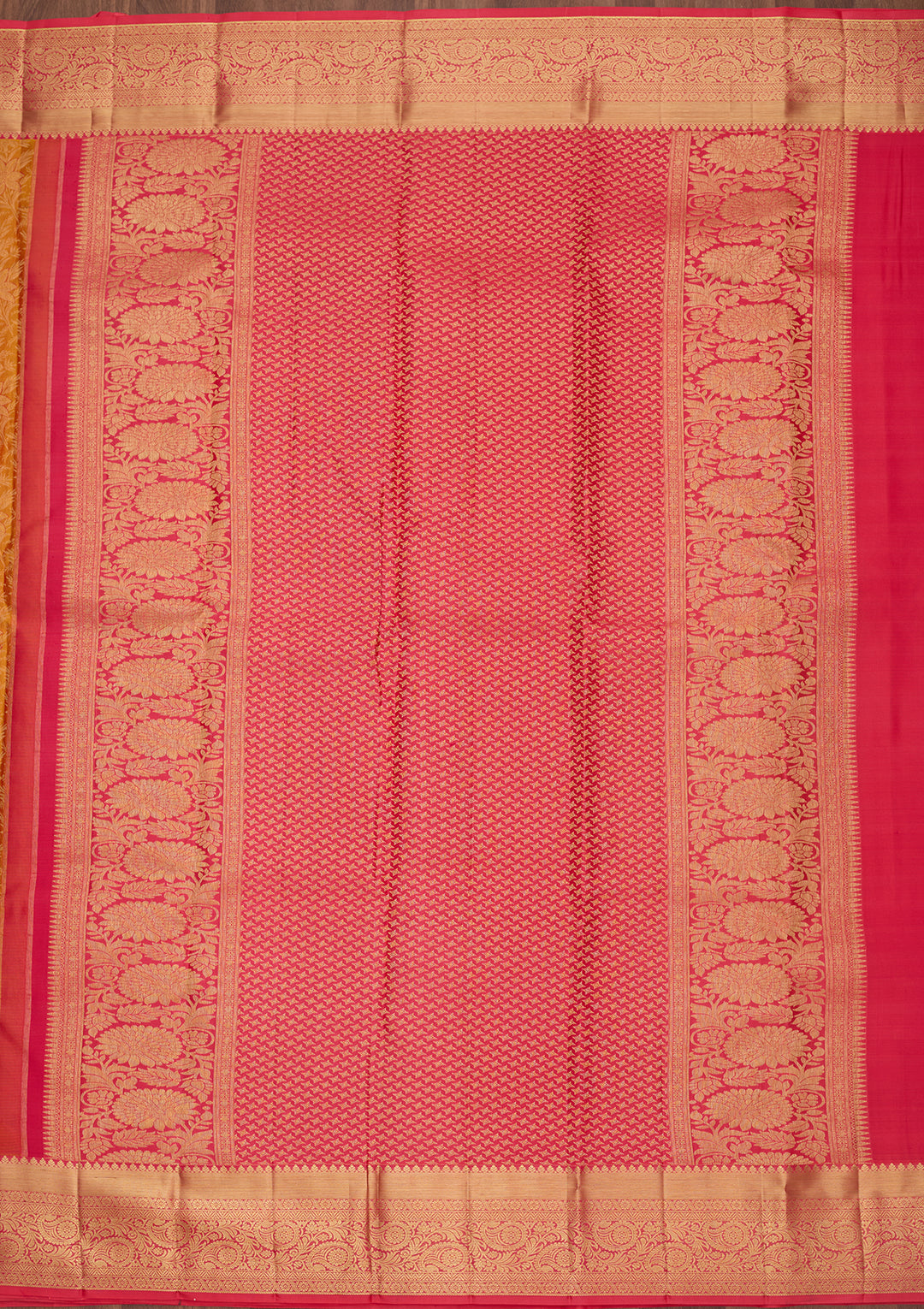 Mustard Silk Jaal Gold Zariwork Saree With Matching Blouse Piece