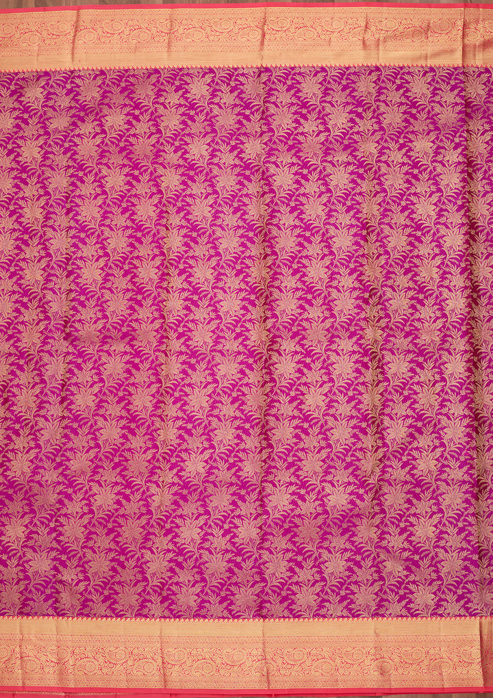 Wine Pure Silk Jaal Saree With Matching Blouse Piece