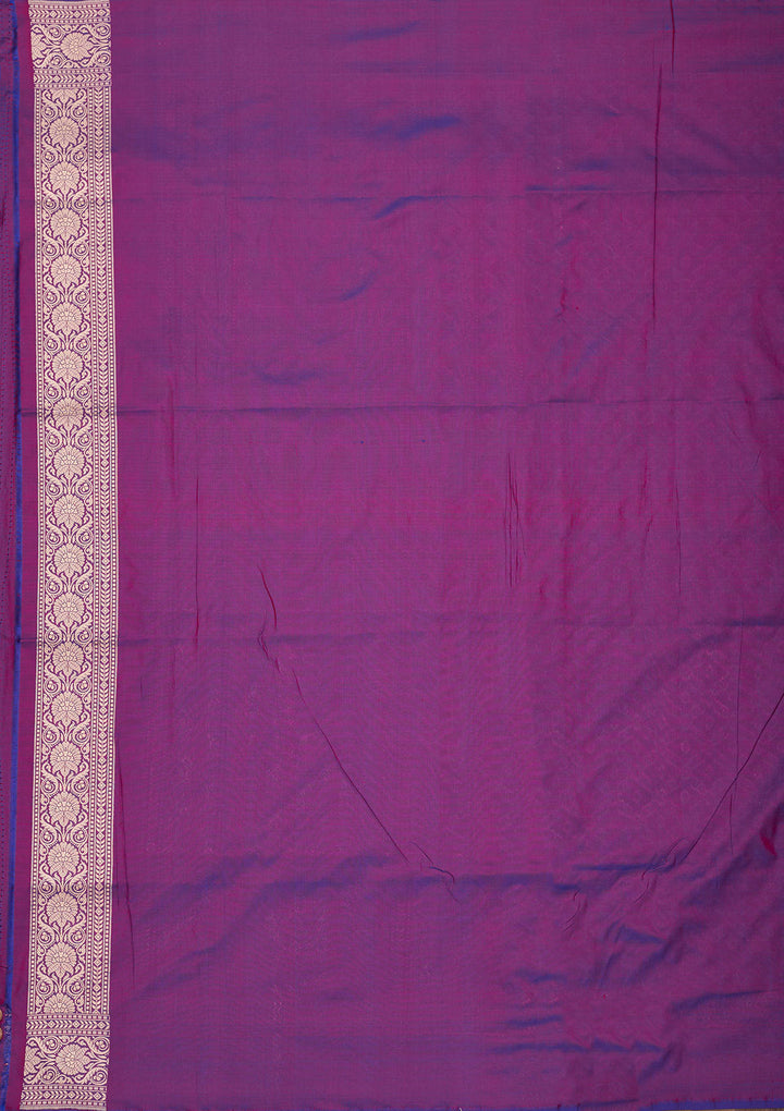 Purple Silk Jaal Zariwork Saree With Matching Blouse Piece