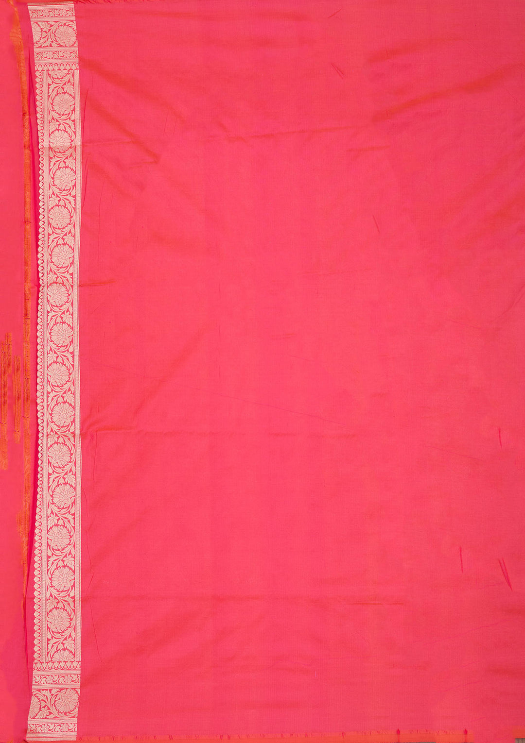 Rani Pink Silk Jaal Zariwork Saree With Matching Blouse Piece