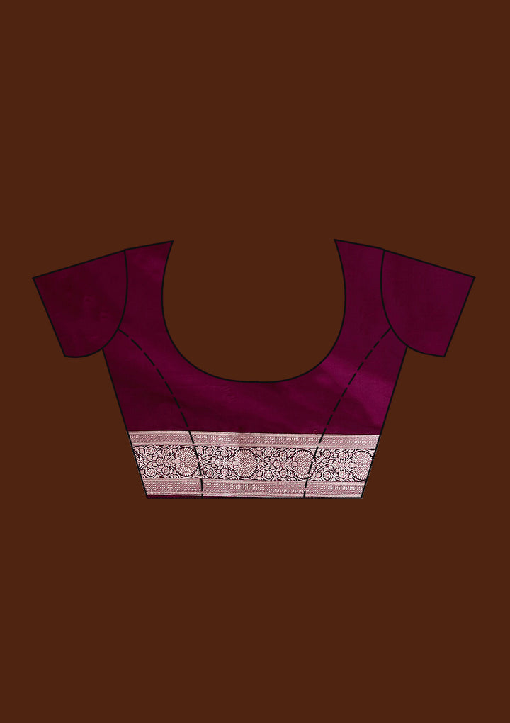Purple Silk Jaal Gold Zariwork Saree With Matching Blouse Piece