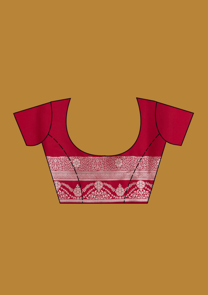 Maroon Silk Stripes Gold Zariwork Saree With Matching Blouse Piece