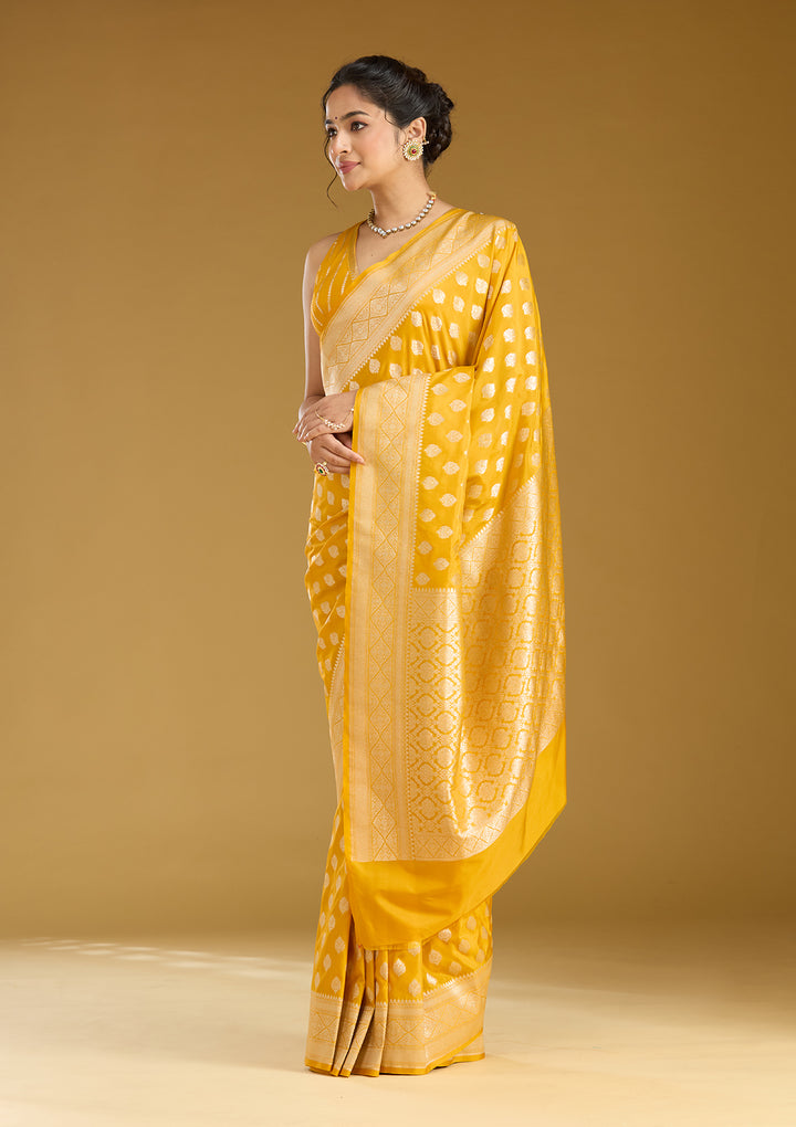 Mustard Zariwork (Gold) Silk Saree