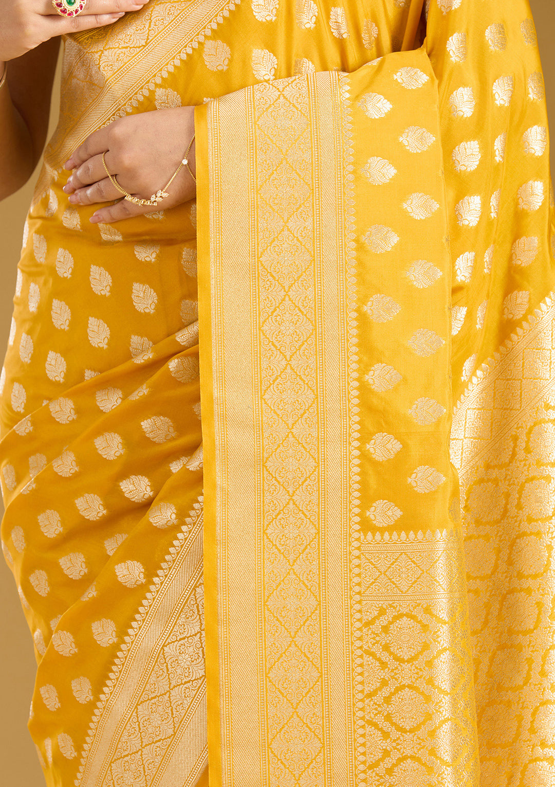 Mustard Zariwork (Gold) Silk Saree