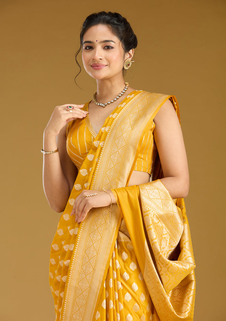 Mustard Zariwork (Gold) Silk Saree
