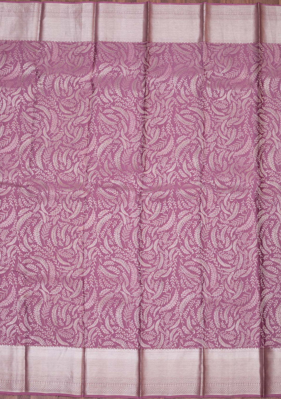 Lavender Silk Jaal Silver Zariwork Saree With Matching Blouse Piece