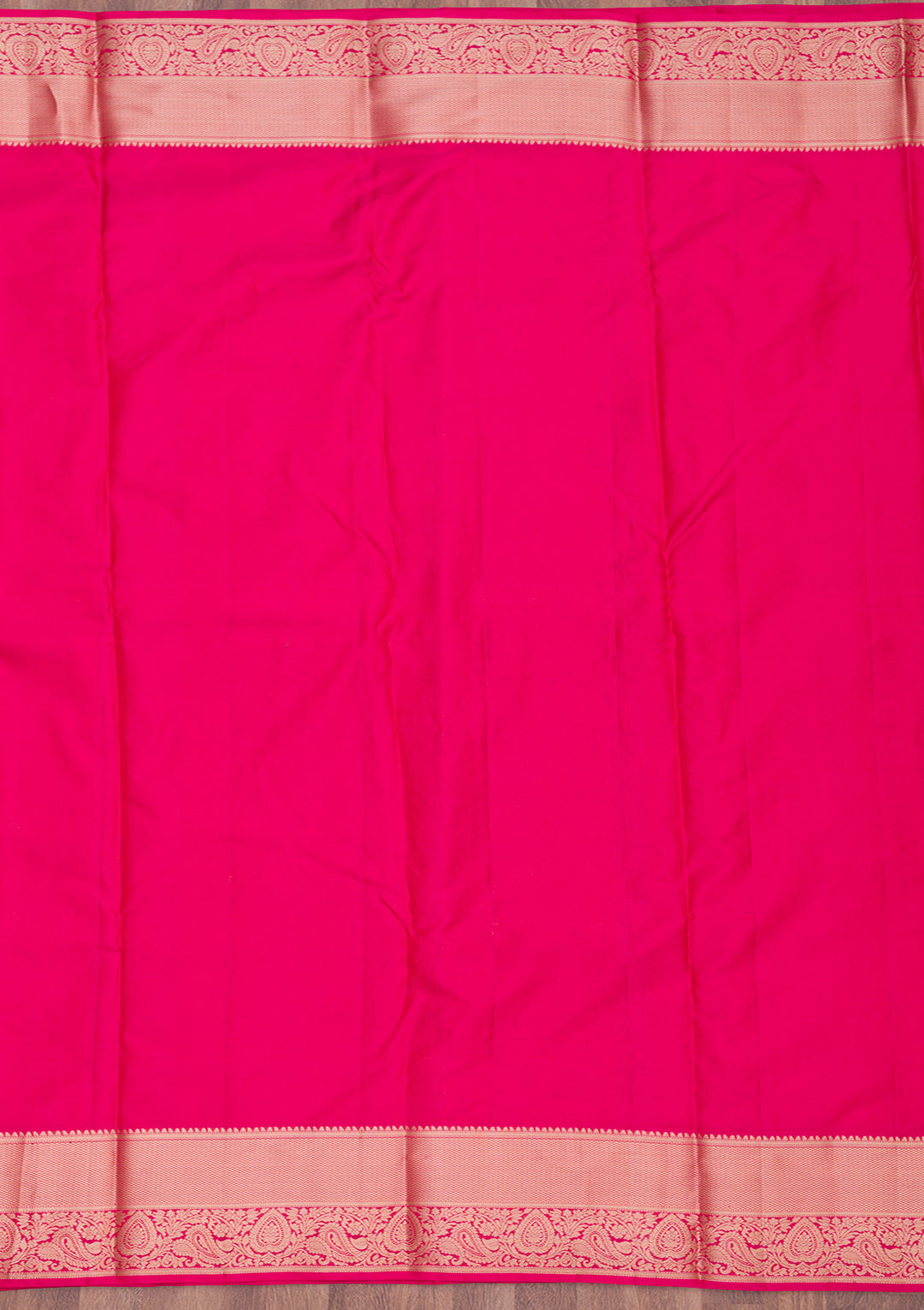 Rani Pink Silk Jaal Gold Zariwork Saree With Matching Blouse Piece