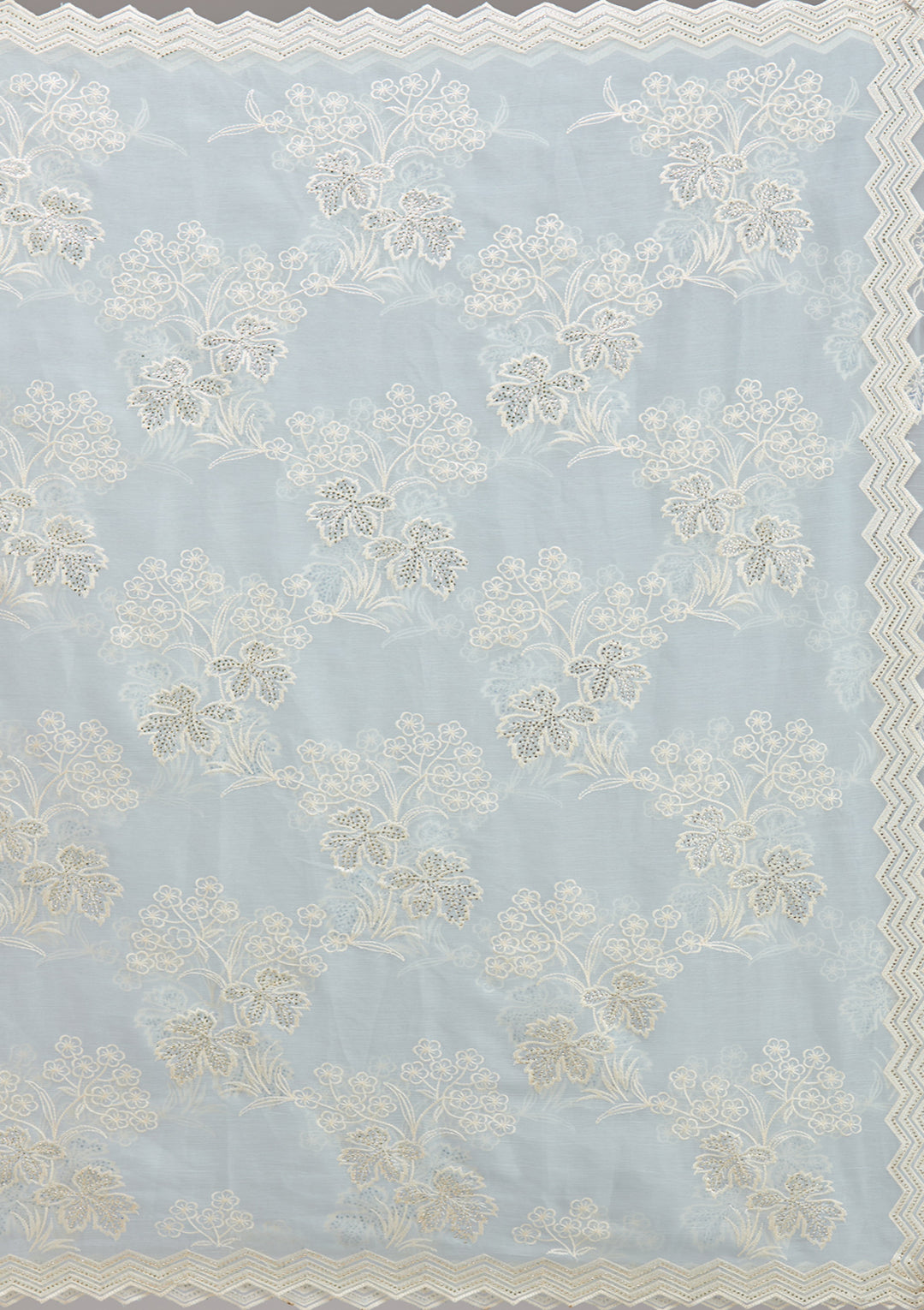 Sky Blue Threadwork Chiffon Saree