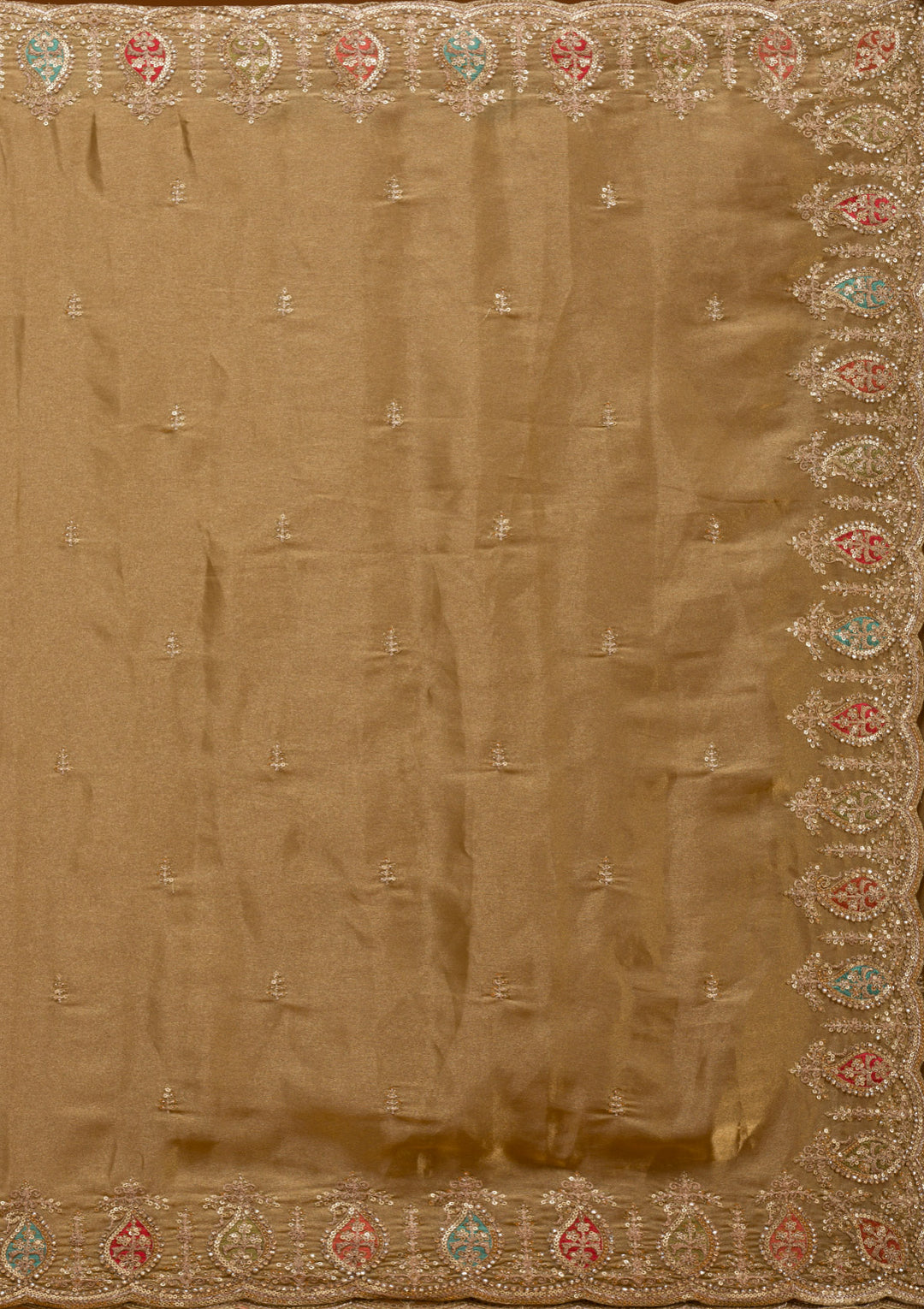 Gold Tissue Gold Zariwork Saree With Matching Blouse Piece