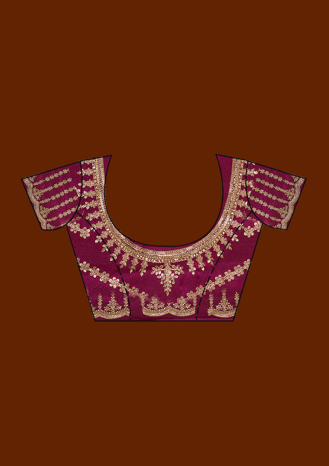Wine Tissue Gold Zariwork Saree With Matching Blouse Piece