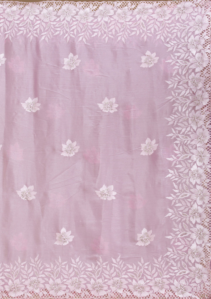 Lavender Stonework Tissue Saree
