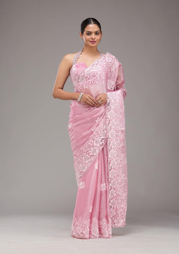 Pink Stonework Tissue Saree