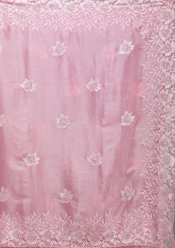 Pink Stonework Tissue Saree