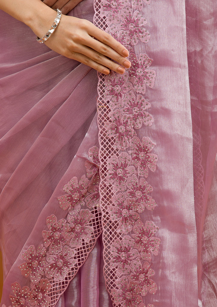 Mauve Stonework Tissue Saree
