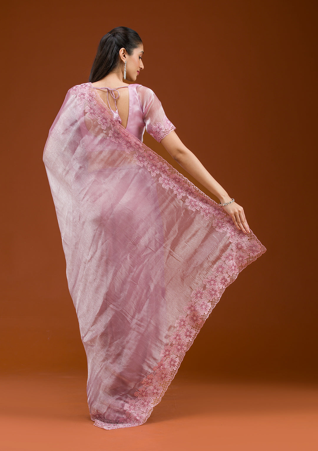 Mauve Stonework Tissue Saree