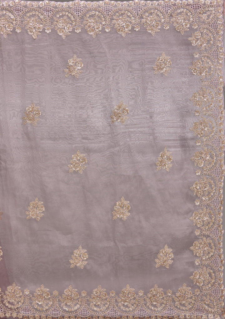 Lavender Sequins Tissue Saree
