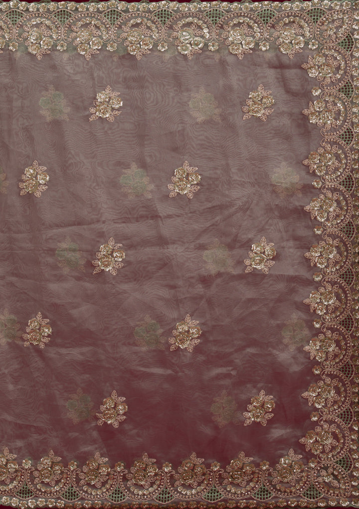 Sea Green Sequins Tissue Saree