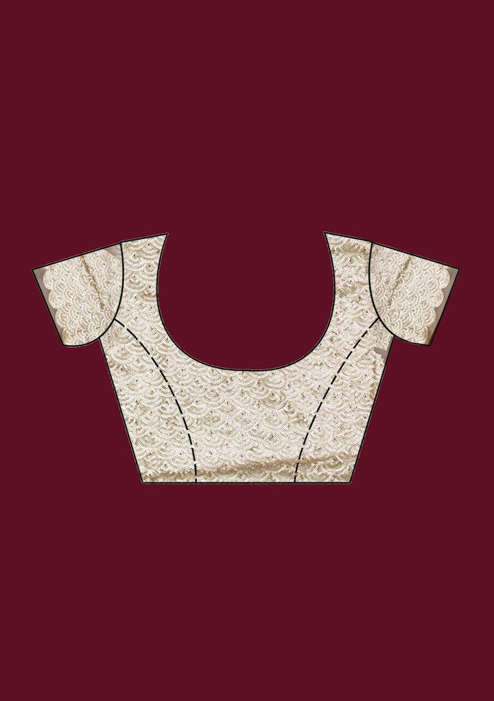 Sea Green Sequins Tissue Saree