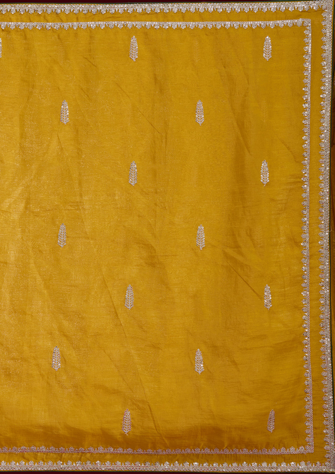 Mustard Sequins Tissue Saree