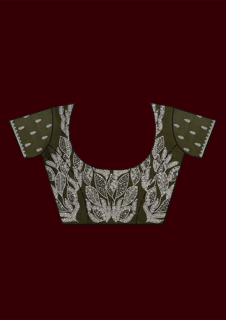 Mustard Sequins Tissue Saree