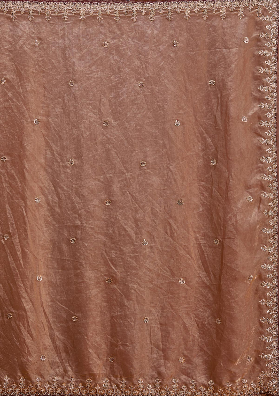Copper Sequins Tissue Saree