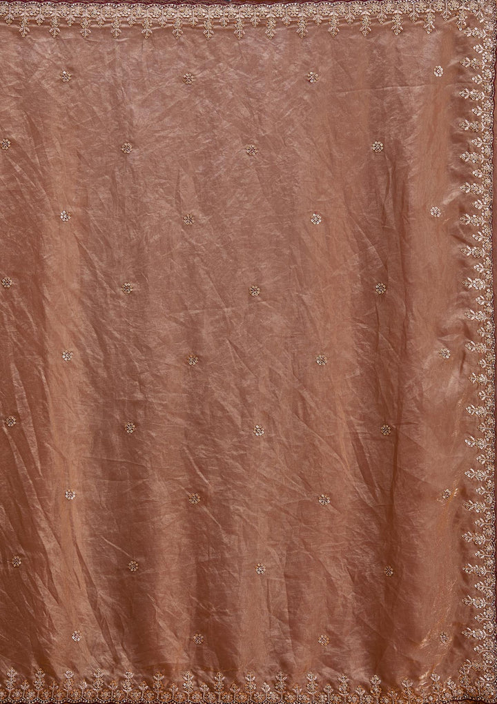 Copper Sequins Tissue Saree