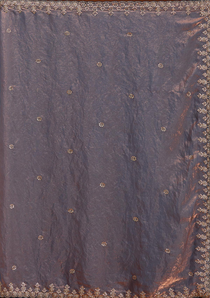 Grey Sequins Tissue Saree