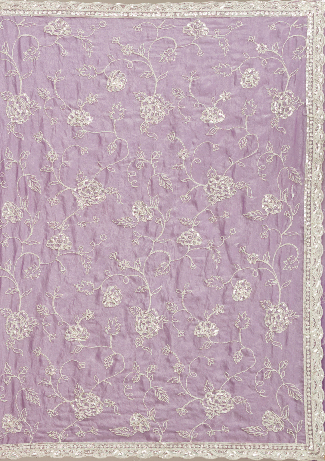 Lavender Tissue Cording Saree With Matching Blouse Piece