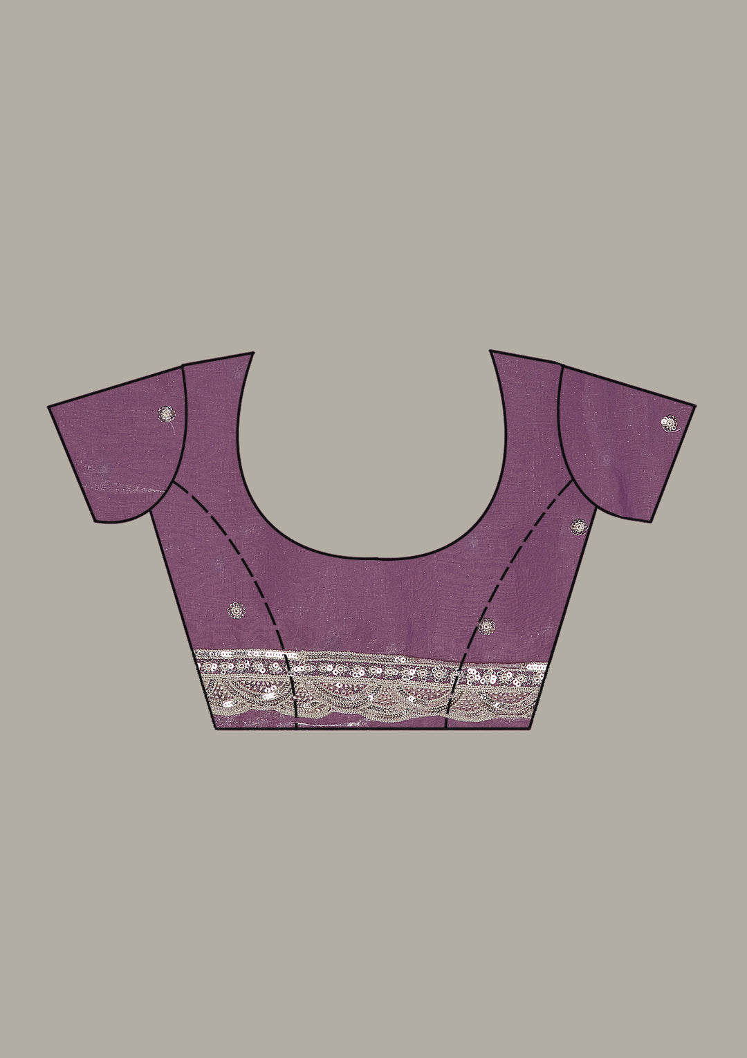 Lavender Tissue Cording Saree With Matching Blouse Piece