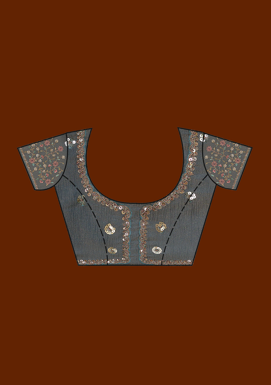 Light Grey Sequins Tissue Saree