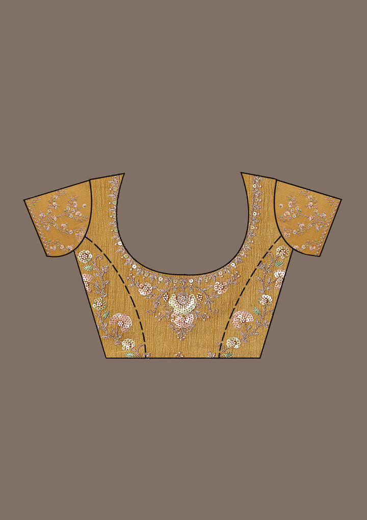 Mustard Sequins Tissue Saree