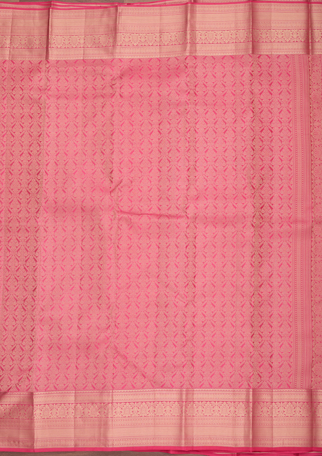 Pink Silk Jaal Gold Zariwork Saree With Matching Blouse Piece