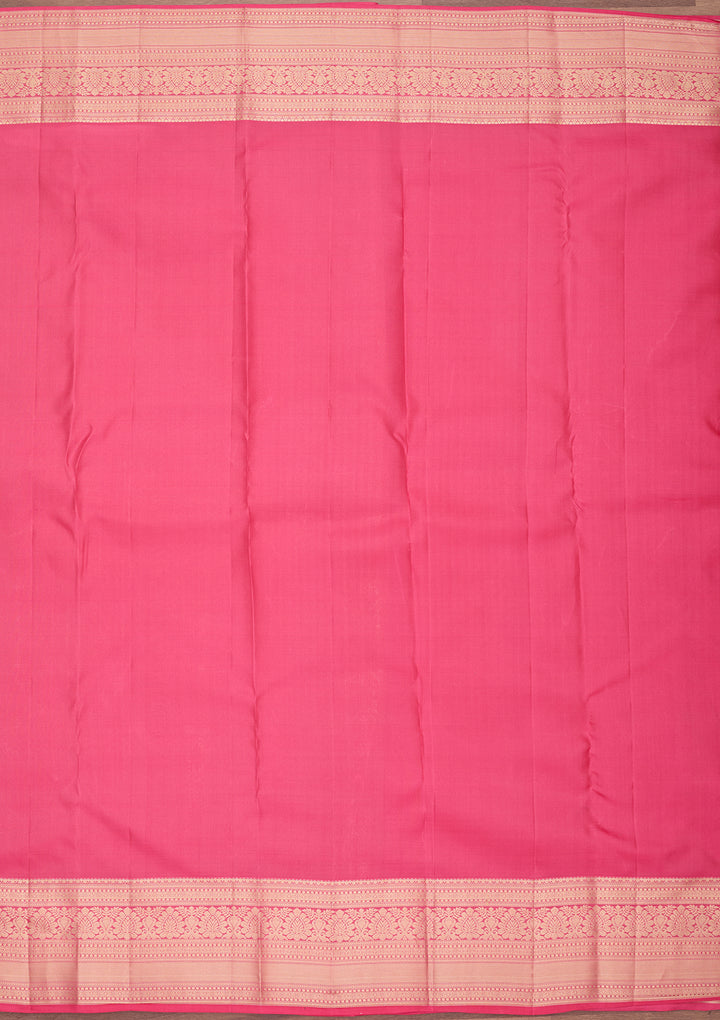 Pink Silk Jaal Gold Zariwork Saree With Matching Blouse Piece
