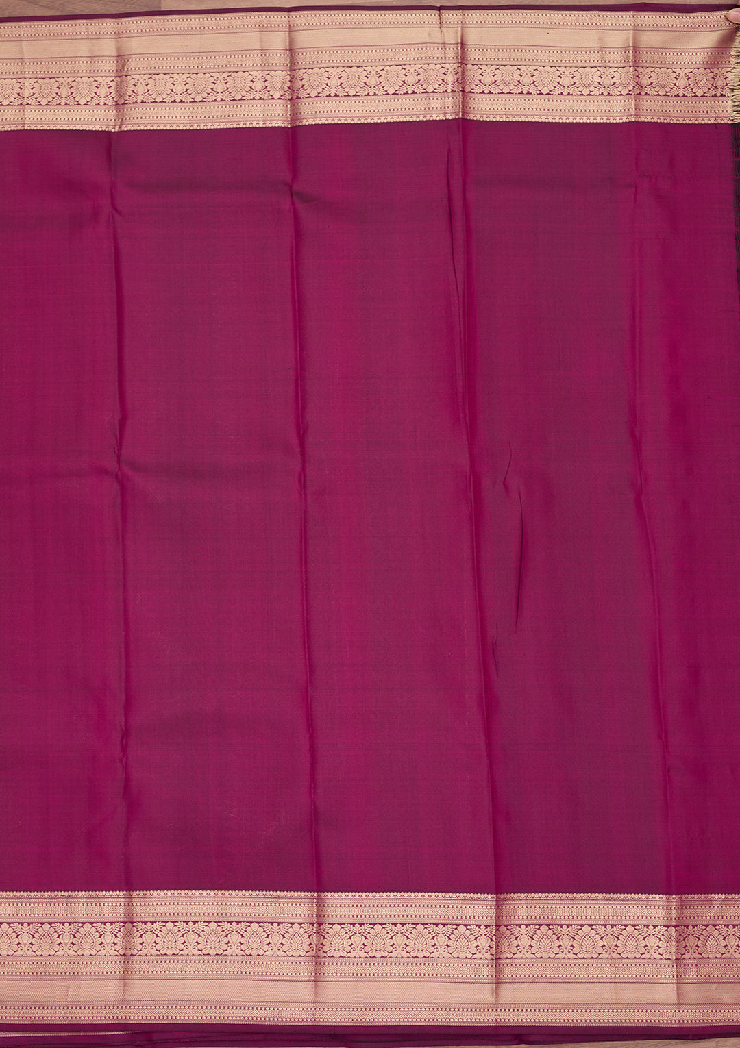 Rani Pink Silk Jaal Gold Zariwork Saree With Matching Blouse Piece