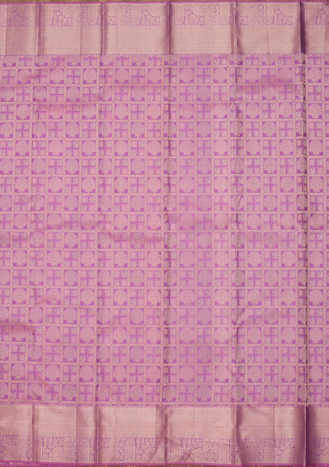 Lavender Silk Jaal Saree With Matching Blouse Piece
