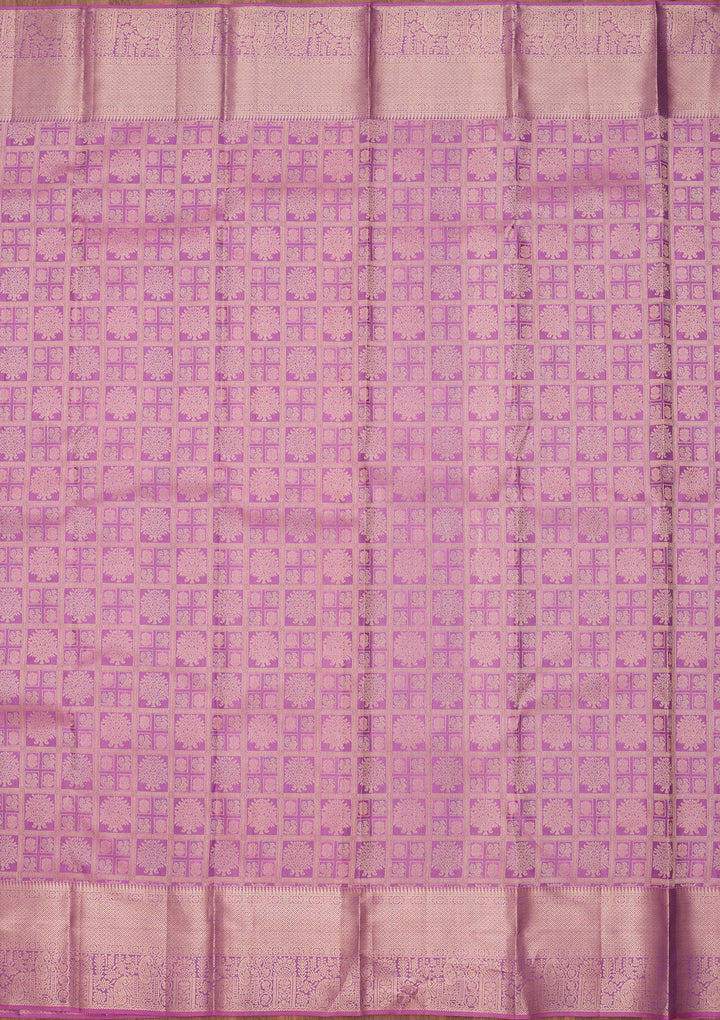 Lavender Silk Jaal Saree With Matching Blouse Piece