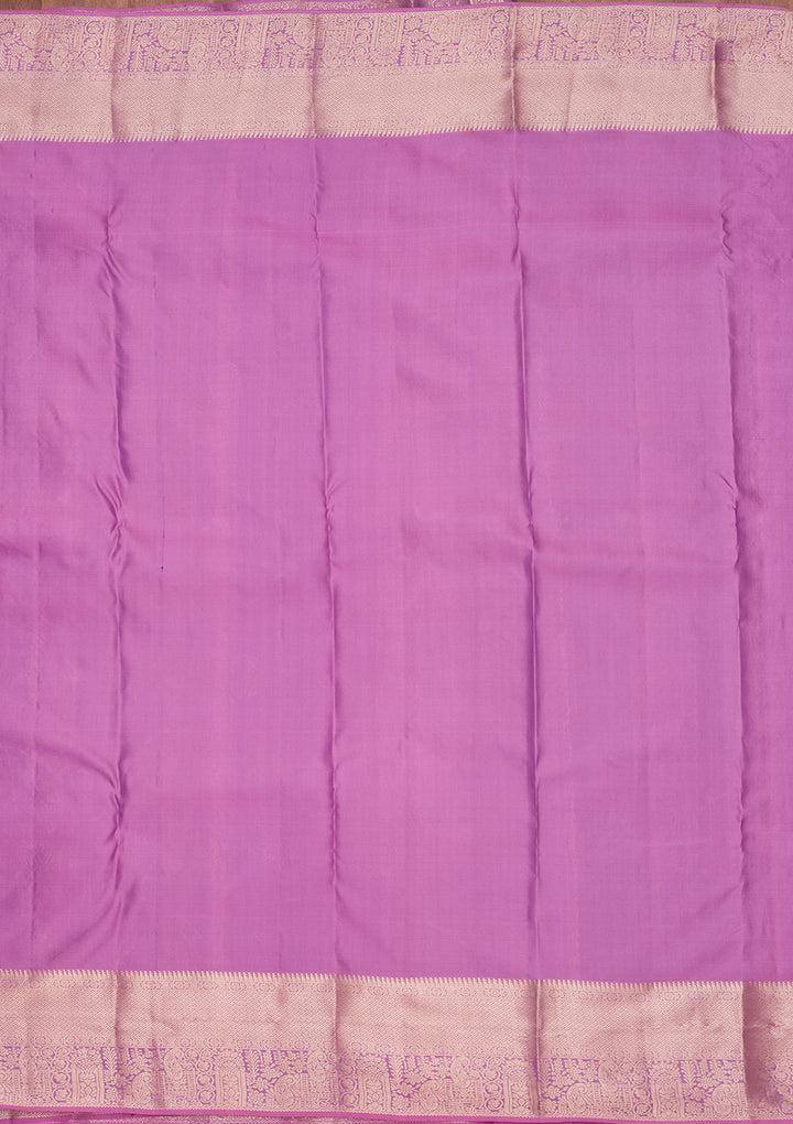 Lavender Silk Jaal Saree With Matching Blouse Piece